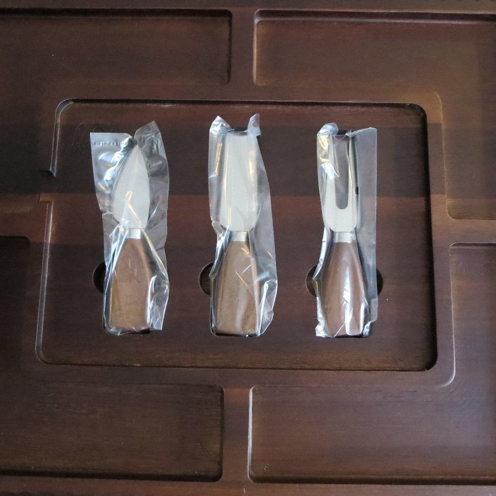 New Shanik Rectangle Charcuterie Acacia Wooden Cheese Board Cheeseboard Set